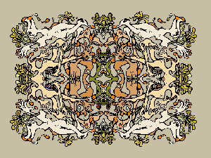 Орнамент. Эскиз персидского ковра для арабского гарема. Экспрессивная двух осевая симметрия.Графика