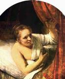 Рембрандт, Харменс ван Рейн. Молодая женщина в кровати