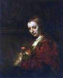 Рембрандт, Харменс ван Рейн. Портрет женщины с алой гвоздикой