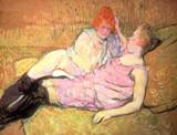 Тулуз-Лотрек. Две девушки в кровати. 1892. 53 x 70 см. Постимпрессионизм